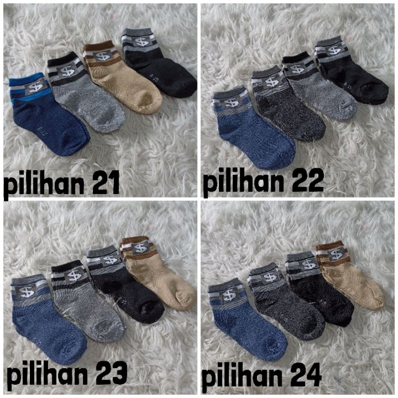 4 pasang kaos kaki anak  umur 4-7 tahun size 8-12