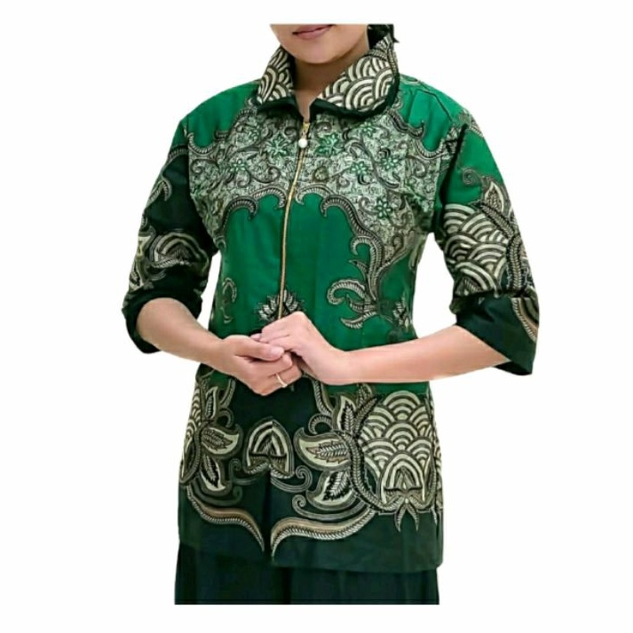 Blouse Batik Wanita Modern Big Size XXL XXXL Atasan Batik Kemeja Wanita Jumbo 4L-5L Baju Kerja Wanita Seragam VV