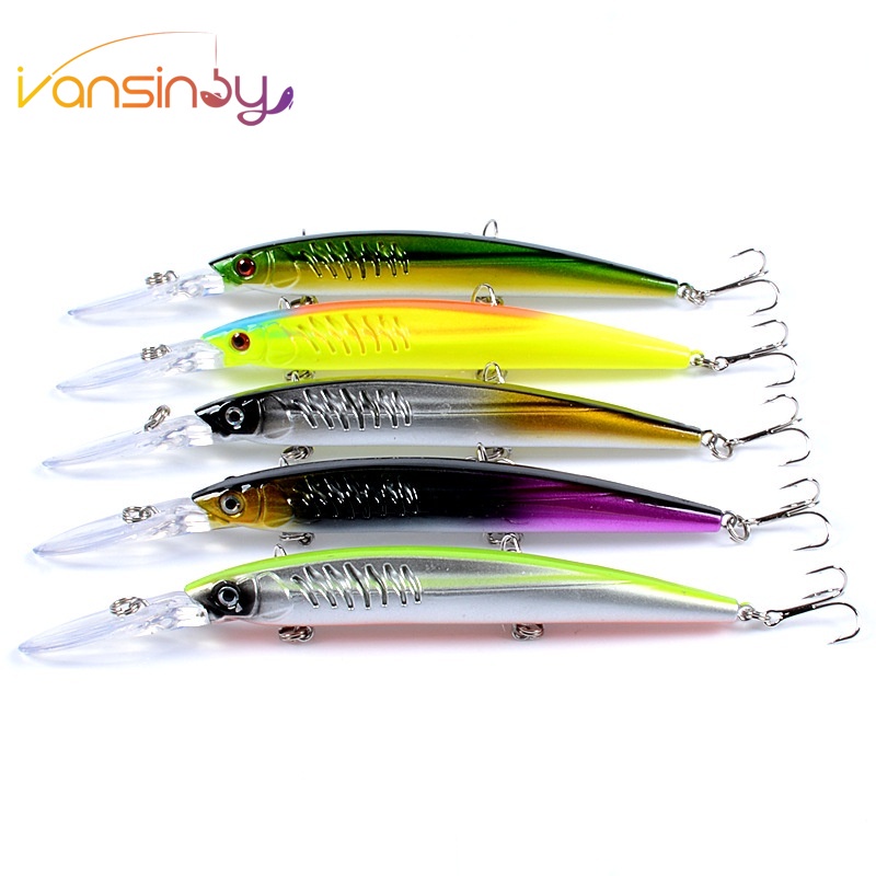 Umpan Pancing CrankBait Bentuk Ikan Kecil 14.5cm / 12.4g Dengan Kail Treble