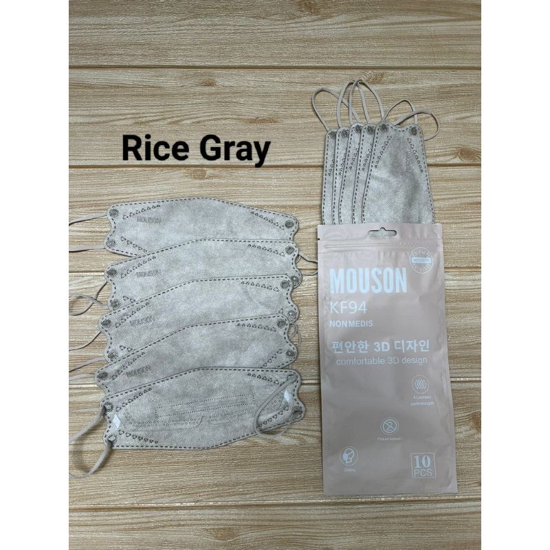 KF94 MASKER FACEMASK MOUSON / CAREION / ONCARE 4PLY ISI 10 PCS WARNA HITAM - PUTIH-RICE GREY MSN / KF94