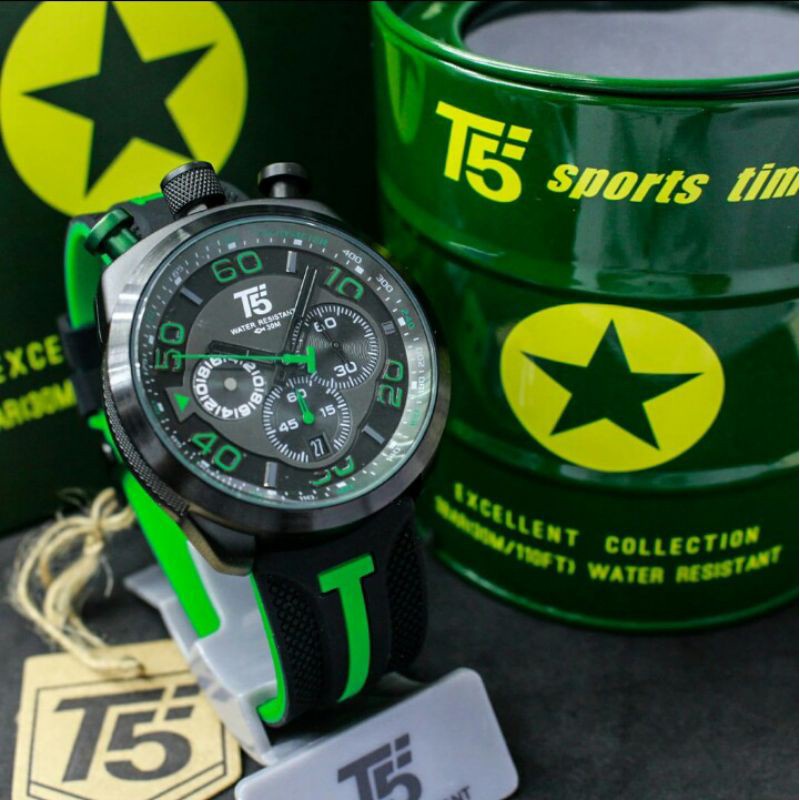 JAM TANGAN PRIA ORIGINAL T5 CHRONO AKTIF 3619 RUBBER