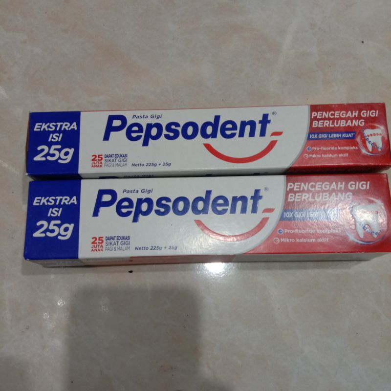 Pepsodent jumbo 225gr kemasan baru plus 25gr