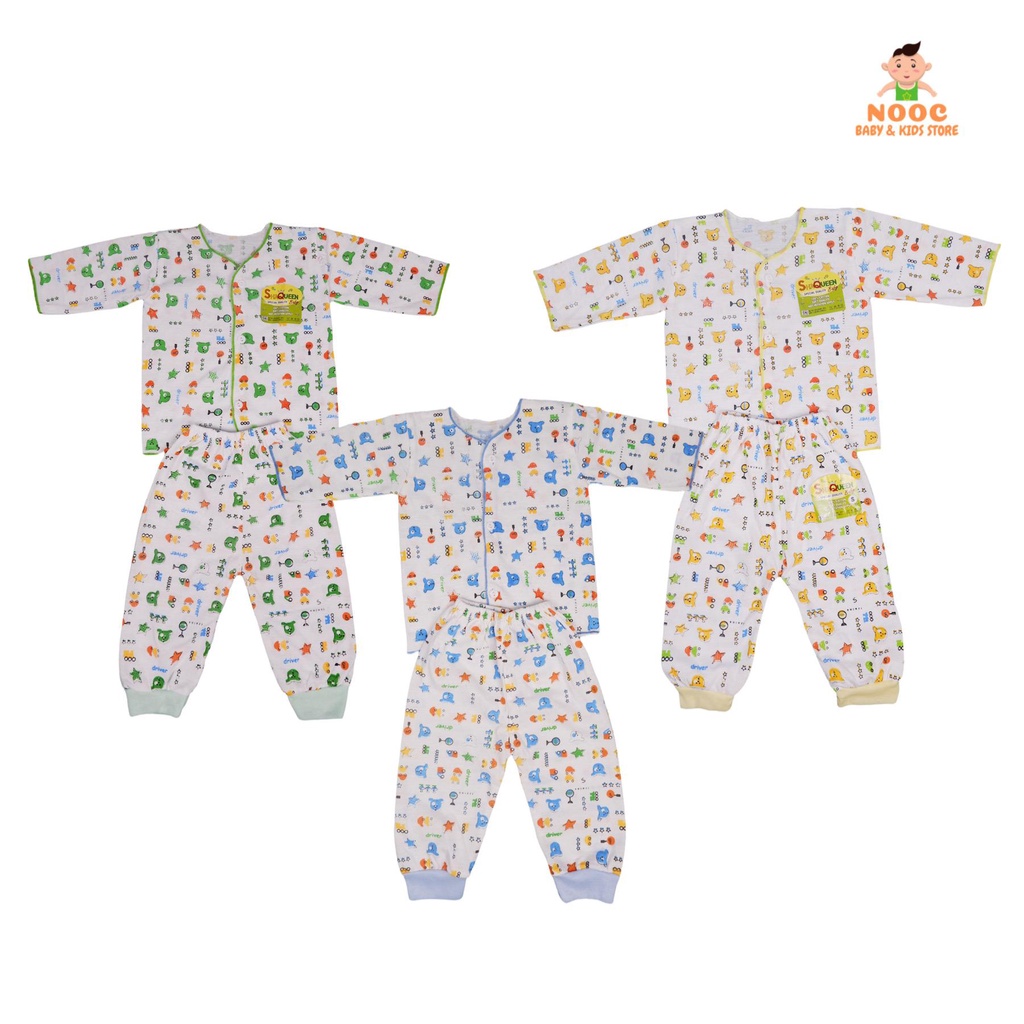 3 STEL Baju Bayi baru lahir / Baju New Born Motif / Baju bayi setelan 0-3 bulan SAHQUEEN SNI KATUN