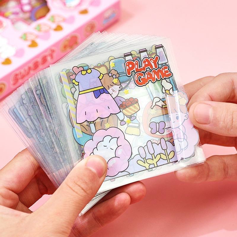 100 Lembar Stiker Motif Kartun Korea Lucu Anti Air Dekorasi Handbook Scrapbook DIY sticker 2D botol viral botol gemoy botol bear-2