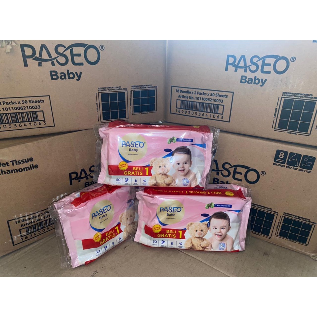 tissue basah Paseo - Tissu Tisu Basah BABY WIPES isi 50 sheet