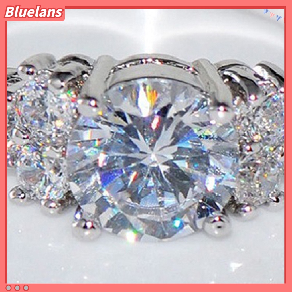 Bluelans Luxury Cubic Zirconia Inlaid Women Engagement Wedding Party Ring Jewelry Gift