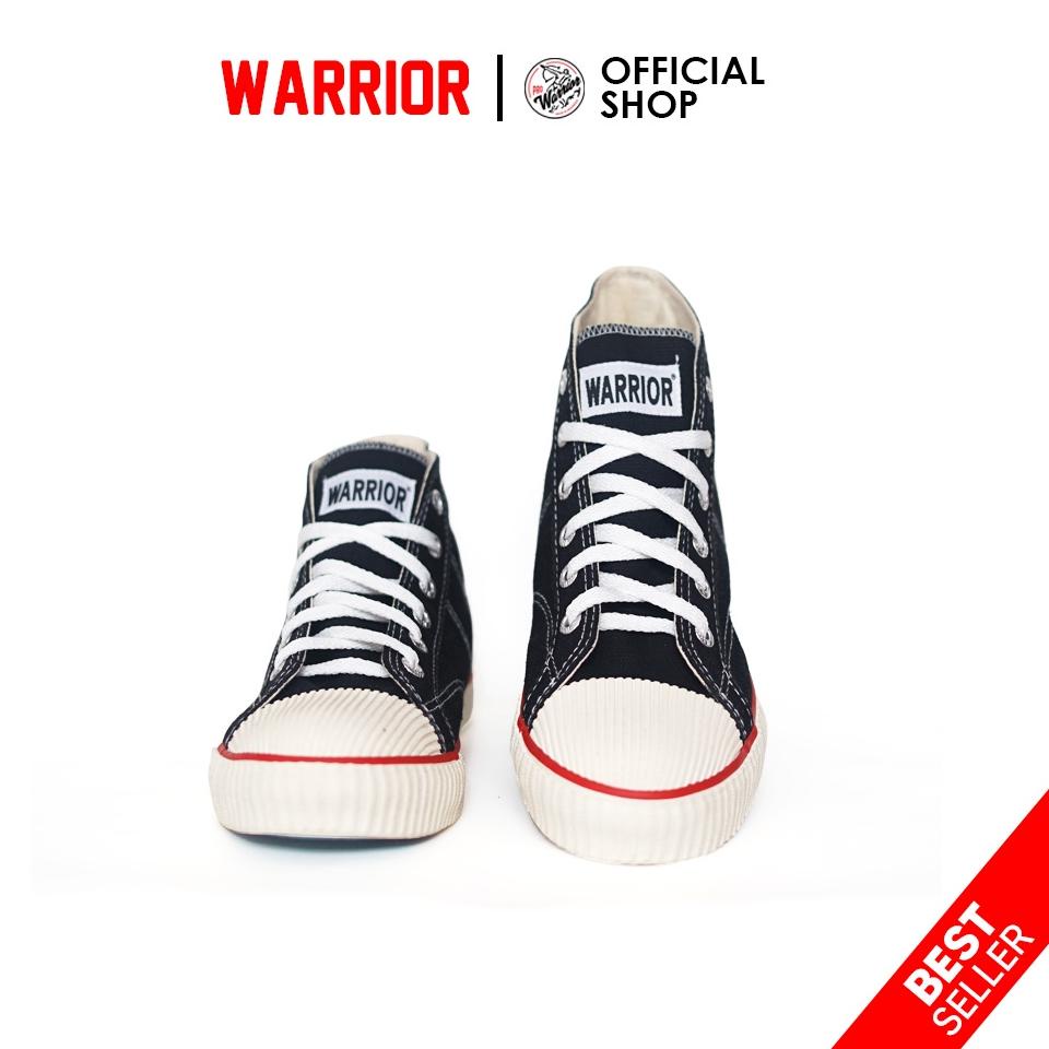 Harga Bersahabat Warrior Classic Hitam Putih HC - Sepatu Sekolah Warrior Tinggi