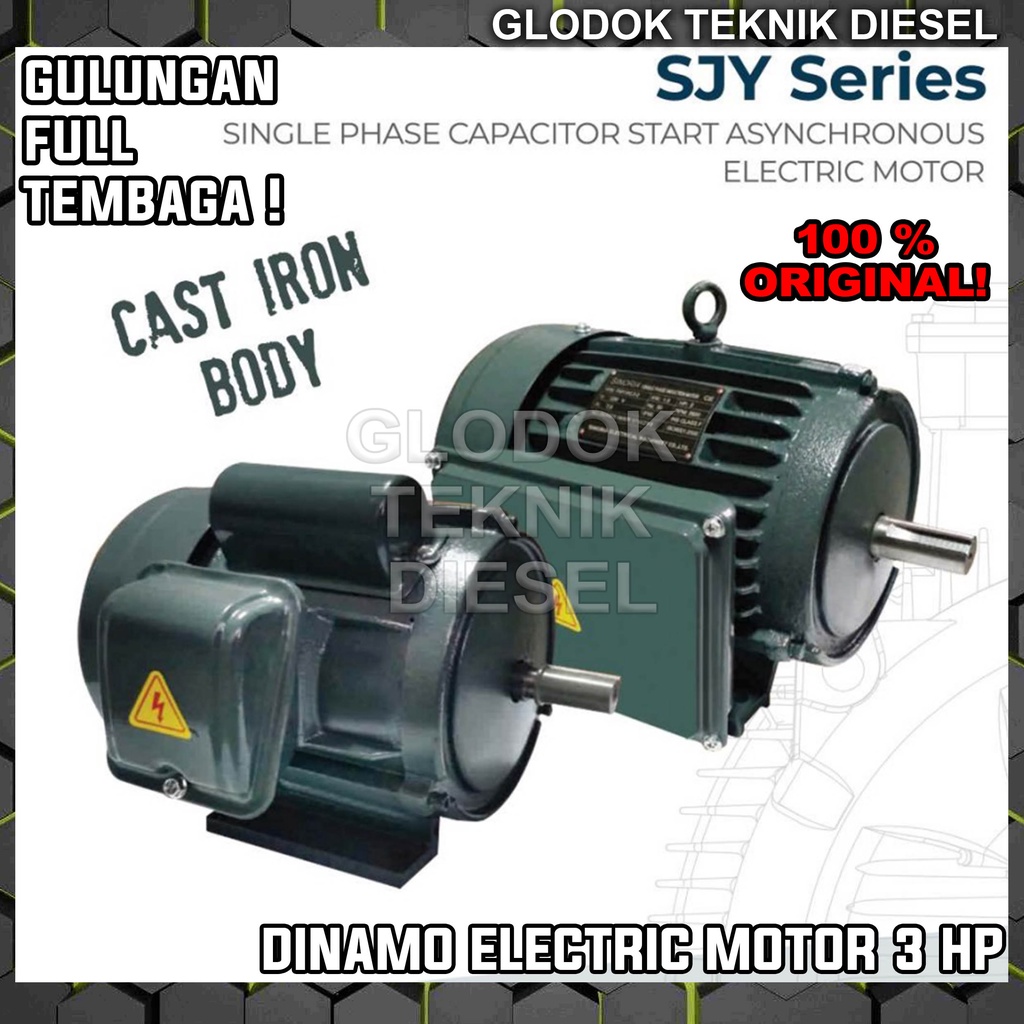 Jual Dinamo Electric Motor 3 HP 1 Phase Gulungan Full Tembaga 1400 2800 ...