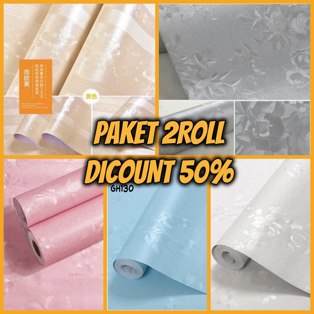 Terlaris - Paket 2ROLL ( BUY 1 GET 1 FREE ) Wallpaper stiker dinding premium bahan pvc high quality best seller !