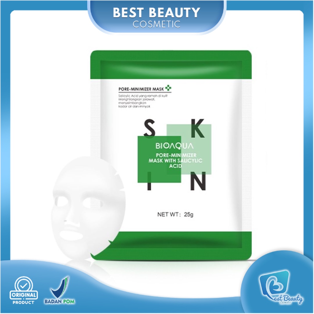 ★ BB ★ BIOAQUA Pore-Minimizer Mask With Saliyclic Acid Sheet Mask 25gr - Mengecilkan Pori-Pori | BIO AQUA