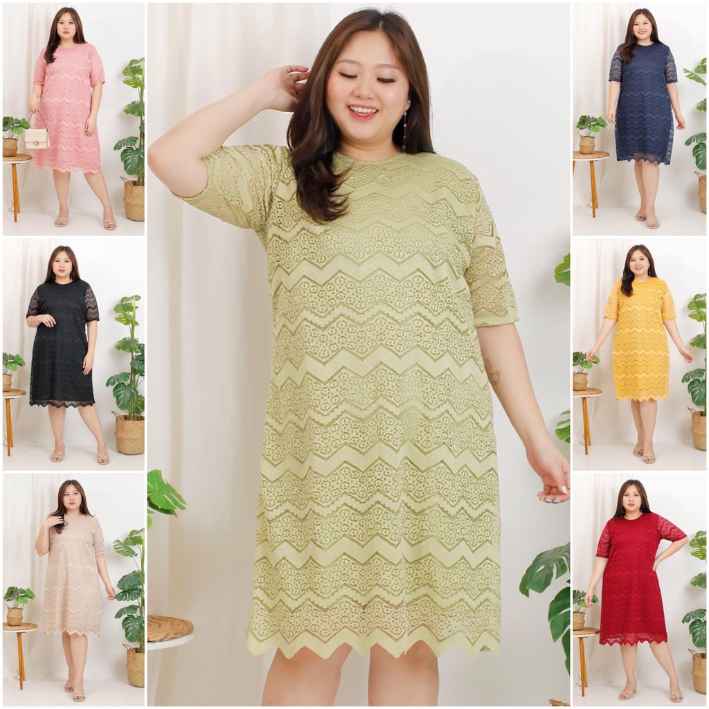 (XXL Jumbo) Dress Ivana Big Size Brukat Malika Jumbo / Dres Brokat XXL / Dress Bigsize XL Malika / Dress Brokat / Dress Natal Imlek / Dress Gereja / Dress Murah