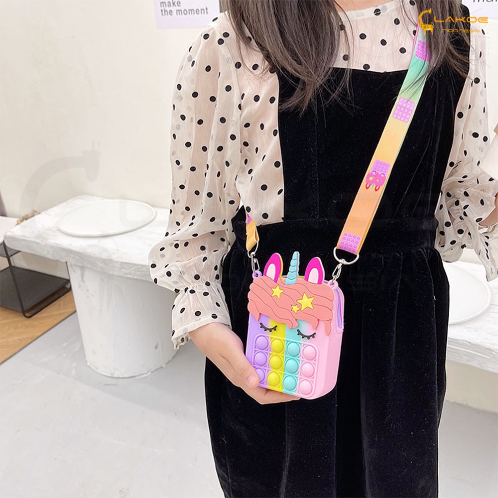 LAKOE tas pop it anak pony lucu