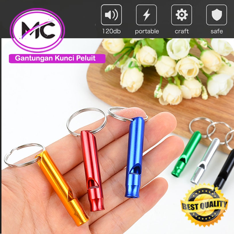 Gantungan Kunci Peluit Aluminium Emergency Survival Outdoor Sound Kit Whistle Keychain Pluit Gantung