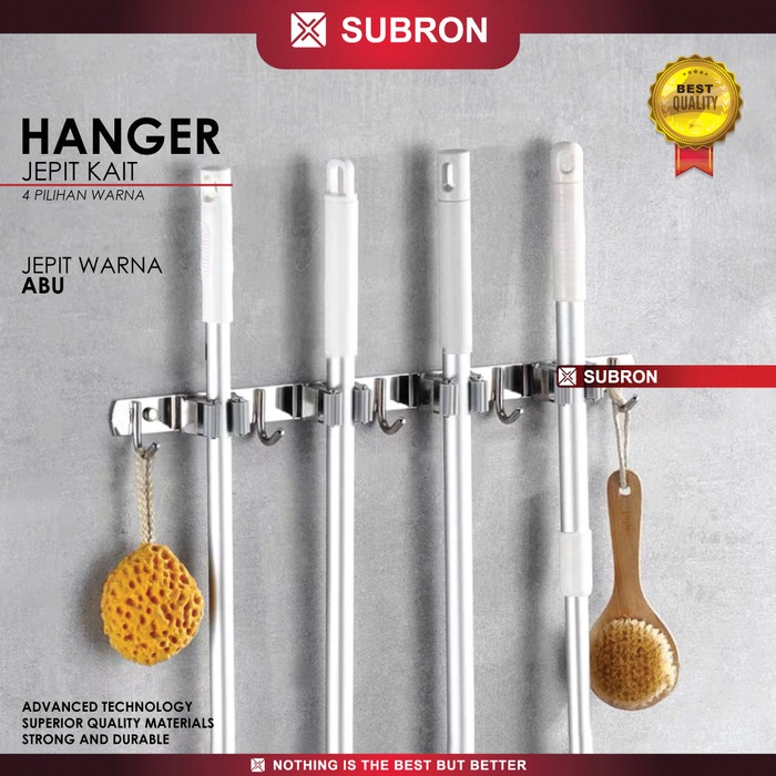 SUBRON Hanger Jepit 5 Kait Stainless Gantungan Pel Sapu Sikat Kapstok