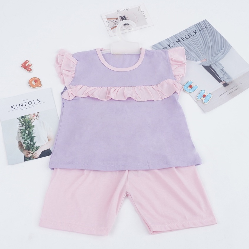 IL - Setelan Ruffle Kombinasi Set Polos Anak Cewek / Setelan Anak Perempuan Polos 1-5 tahun