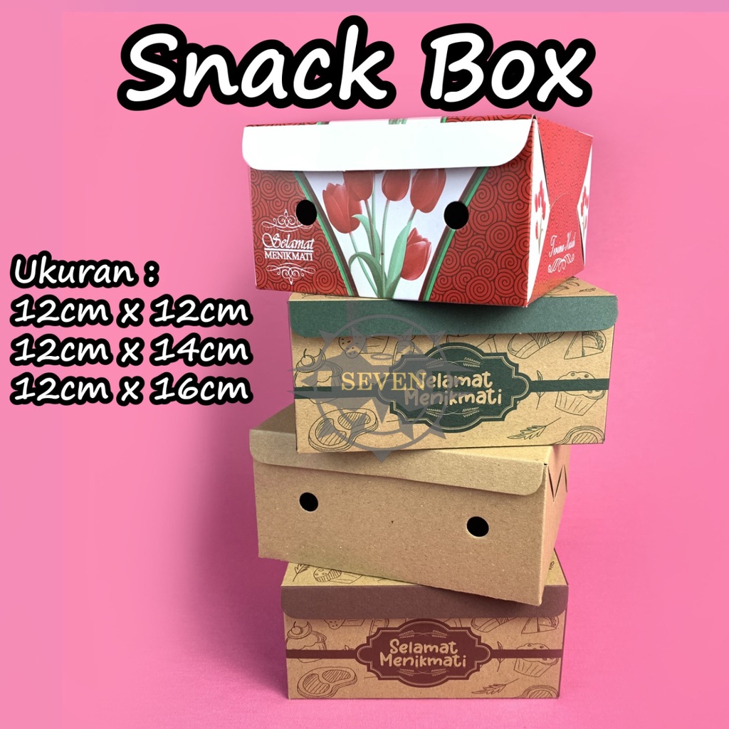 Dus Snack Motif polos 12x12 12x14 12x16 / Dus Kue Kotak Nasi