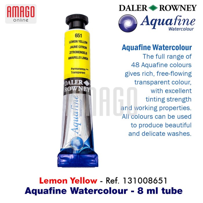 

Eklusif Daler-Rowney - Aquafine Watercolour 8 Ml- Lemon Yellow - 131008651 Bergaransi