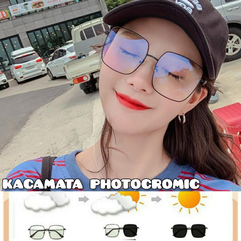 E ( E44 ) KACAMATA PHOTOCROMIC KOREA KOTAK TERBARU ( FREE POUCH + LAP )