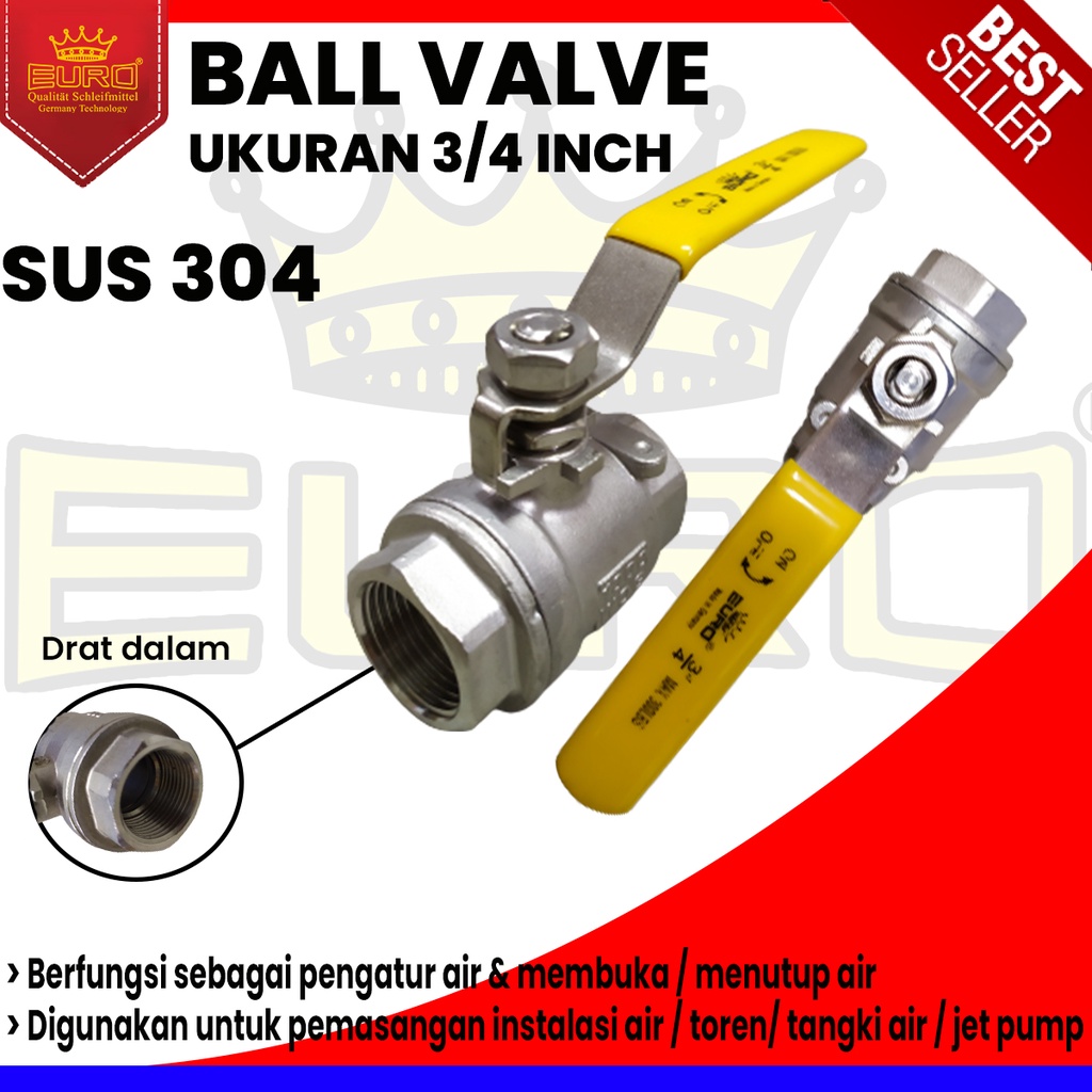 Ball Valve Stop Kran Keran Air Gas Brass Stainless Steel