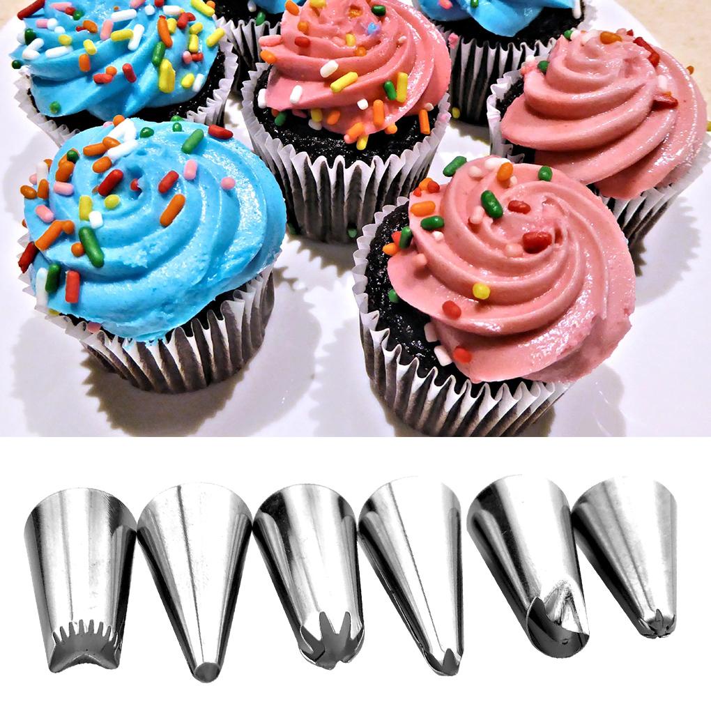 8pcs/set Tas Kembang Gula Dengan Nozel Icing Piping Tip Bahan Stainless Steel