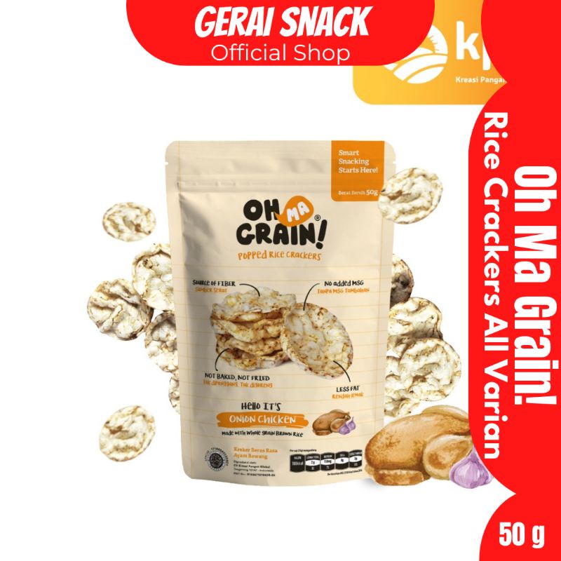 Oh Ma Grain! - Popped Rice Crackers 50gr - Cemilan Anak Non-MSG