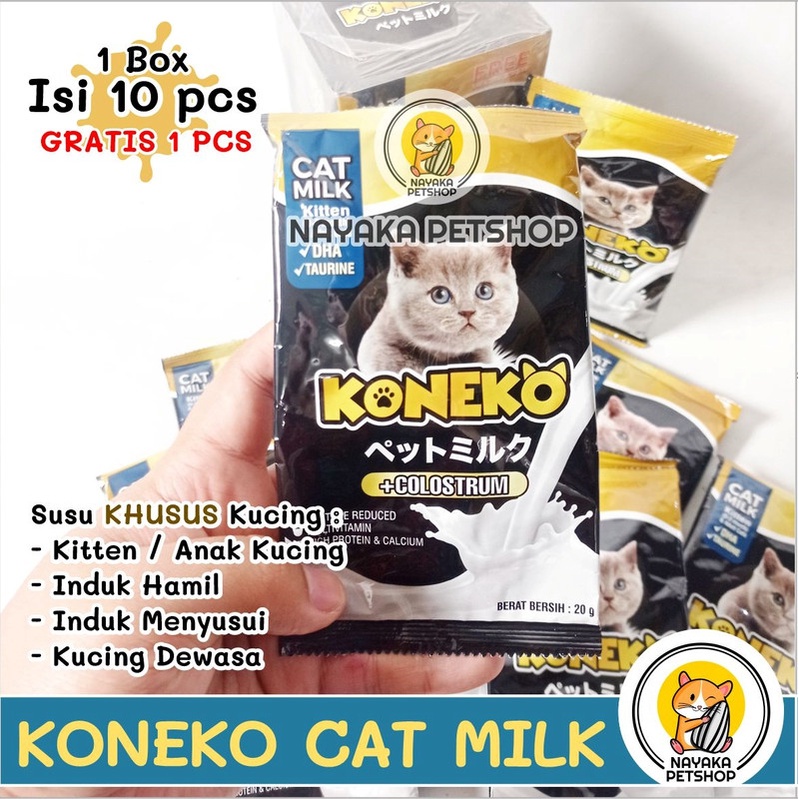 Koneko Cat Milk 1 Dus Box Isi 10 Sachet Susu Anak Kucing Kitten Indukan Hamil Menyusui Adult