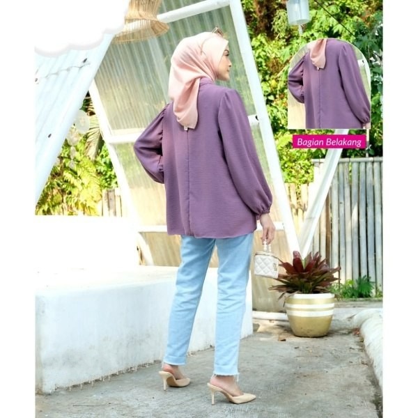 BEFAST - ZRX OOTD Blouse ALEVA / Zilva Blouse / Pakaian Wanita Muslimah / Atasan Lengan Karet Panjang / Blouse Keluaran terbaru / Fashion Wanita Casual / Blouse Jumbo Polos / Termurah / Outfit Wanita Hijab Kekinian / Terlaris