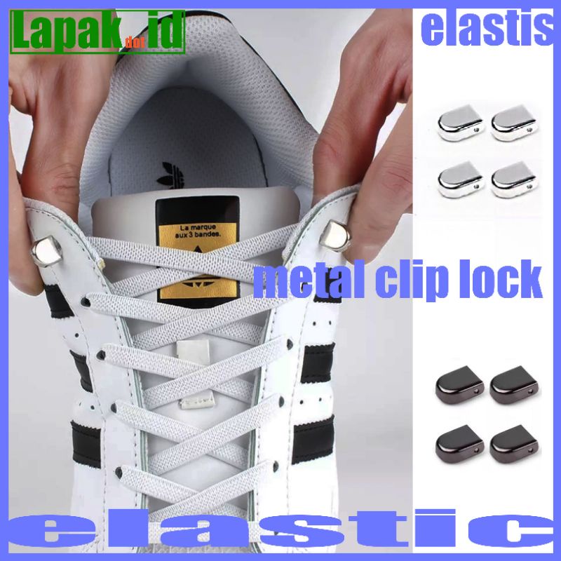 elastic shoelace lock clip tali sepatu elastis model flat