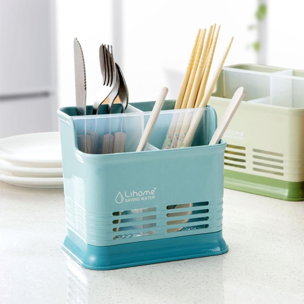 R-FLOWER Tempat Sendok Sumpit Garpu Multifungsi Alat Dapur Rumah Drain Storage Rack Pen Box Cutlery Holder