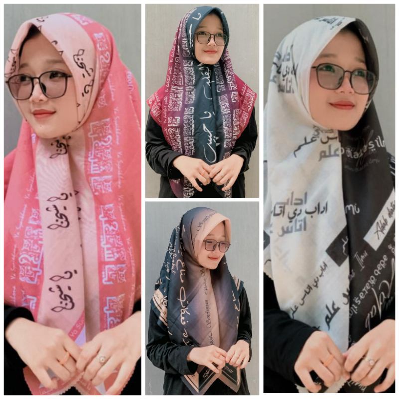 PROMO HIJAB SANTRI SEGIEMPAT VOAL MOTIF YA TARIM WA AHLAHA/SEMBOYAN SANTRI/ADAB DI ATAS ILMU/HIJAB S