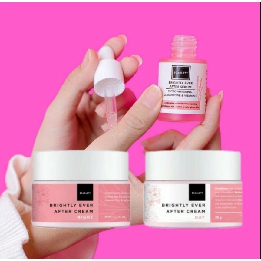 SCARLETT BRIGHTLY EVER AFTER CREAM PAKET 3IN1 DAY + NIGHT CREAM +SERUM