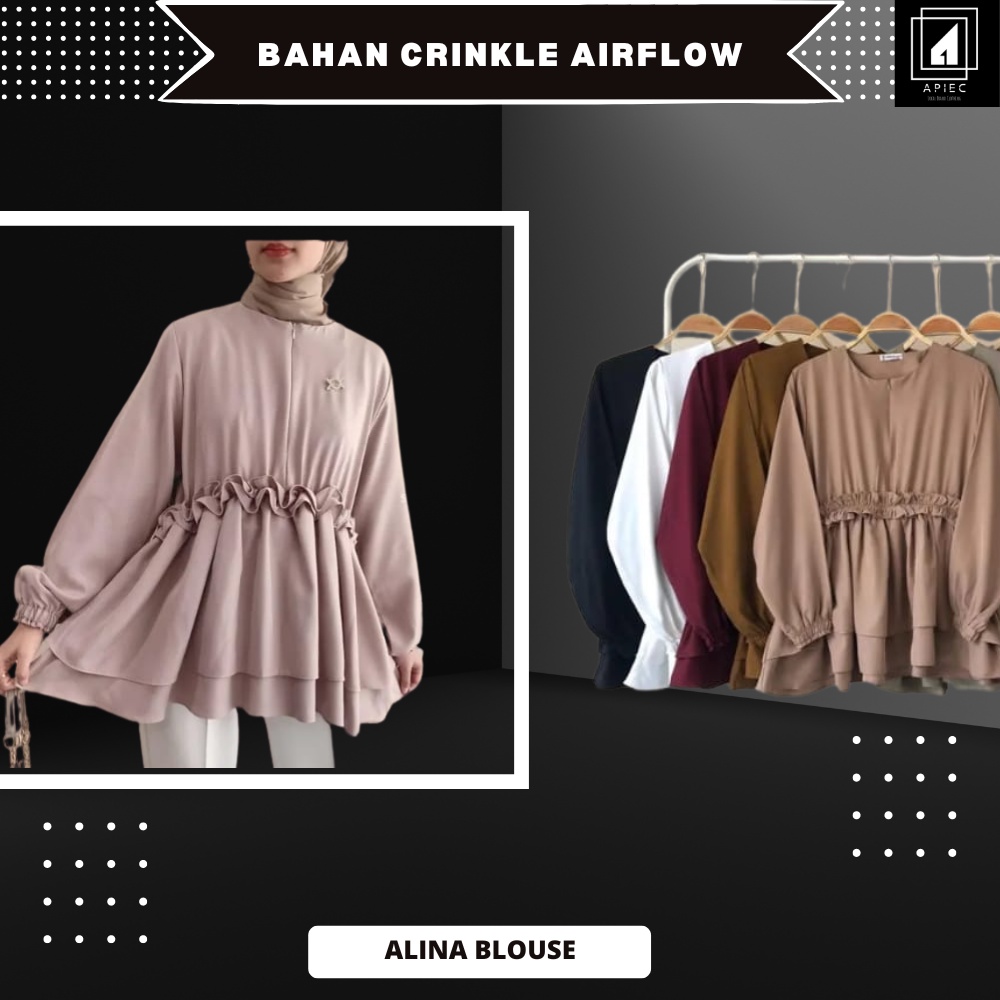 Alina Blouse For Women Atasan Wanita Perempuan Polos Bahan Crinkle Airflow Premium Terlaris Termurah