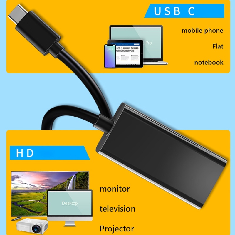 Zzz Kabel Adapter Konverter USB 3.1 Tipe C Ke HDTV 4K