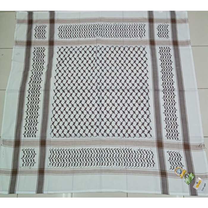 Sorban Sorban Arafat tanpa rumbai - putih coklat(N4Q4) Sorban Terbaru GROSIR Sorban Rida Yaman Sorba