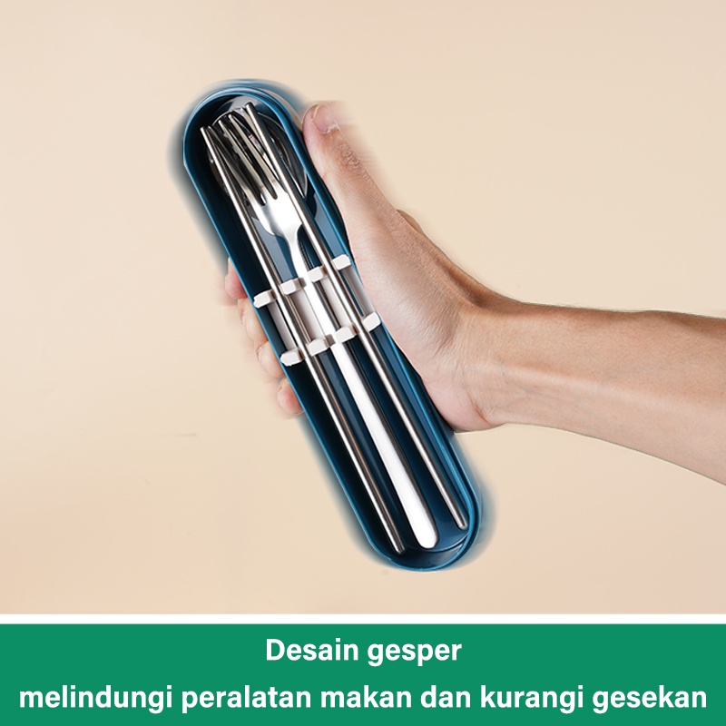 Letyeah &amp; Anantagt Sendok set 3pcs Cutlery Set Bahan Stainless Steel 304 Set Peralatan Makan dengan Kotak