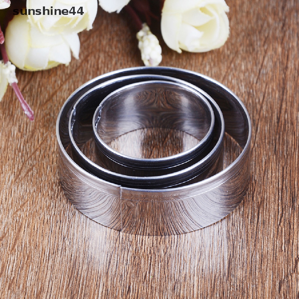 Sunshine 3pcs / set Cetakan Pemotong Biskuit / Kue Bentuk Bulat Bahan stainless steel