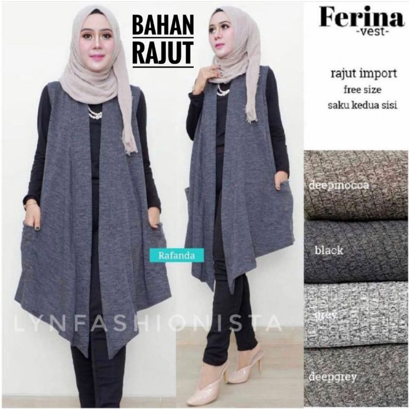 LYNFASHIONISTA-OUTER RAJUT WANITA/CARDI PANJANG MUSLIM/FERINA