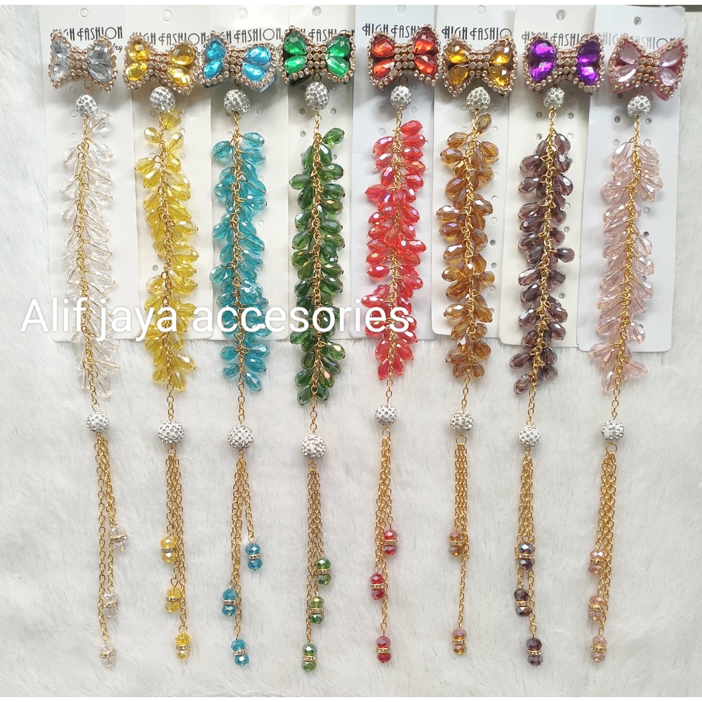 Bros dagu jurai panjang / bros dagu jurai kristal / bros hijab syar'i / TERBARU / ALIF JAYA ACCESORI