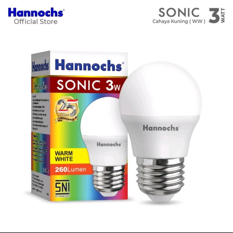 LAMPU LED HANNOCHS SONIC 3W 3WATT 3 W Cahaya Kuning - LAMPU LED HANNOCH SONIC 3W 3WATT 3 W  CAHAYA KUNING