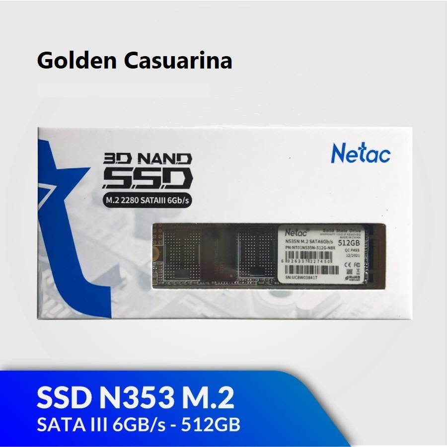 Netac SSD N535N M.2 2280 SATAIII 512GB, R/W up to 540/490MB/s