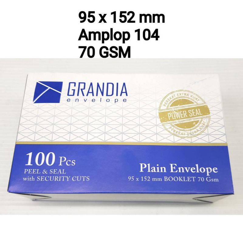 AMPLOP PUTIH Grandia P-104 POLOS / AMPLOP Surat Plain Booklet ENVELOPE GRANDIA 1BOX