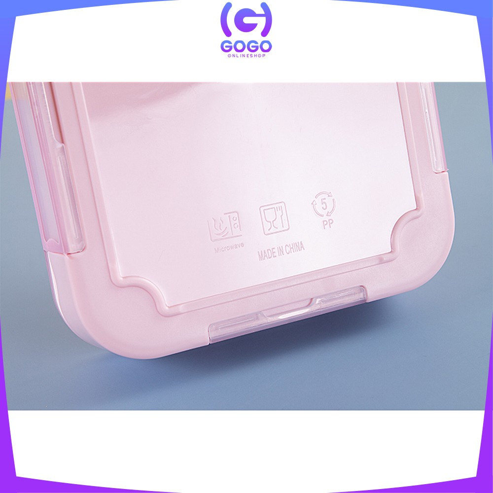 GOGO-C448 C449 Lunch Box Set Anak 3 Sekat BPA FREE Karakter Dengan Sendok Tempat Makan Anak Kotak Bekal Anak Motif Lucu