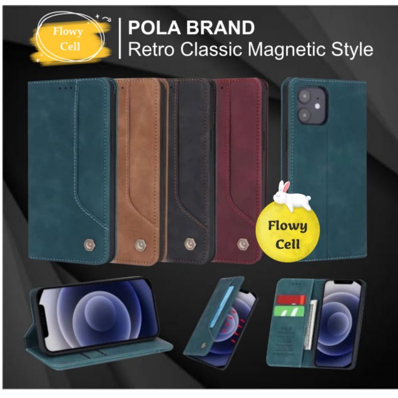 Oppo A17 A17K A16 A95 A54 A74 POLA Case Magnet Flip Cover Sarung Hp Kulit Wallet