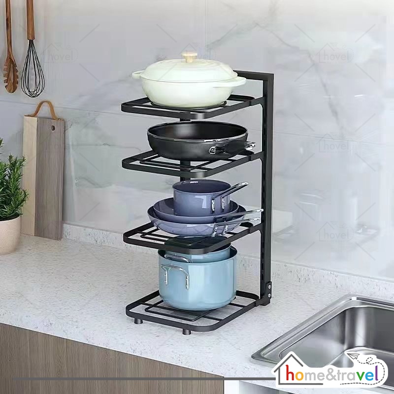 HOVELSHOP Rak Panci Dapur Bawah Wastafel Susun Pot Kabinet Stainless Steel Tingkat Serbaguna