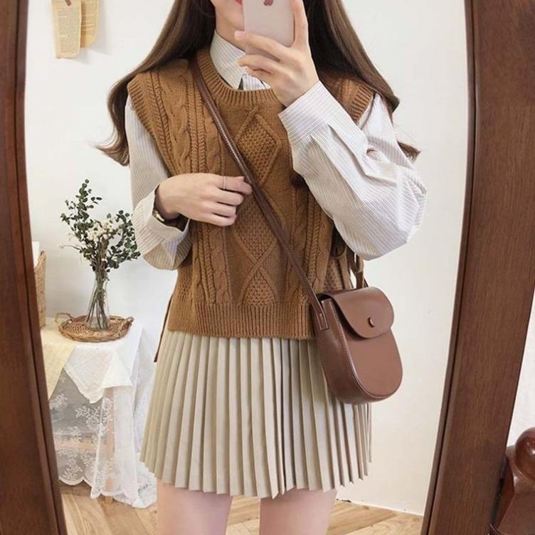 ➦,CEG66,● Vest ROMPI TAli Motif Sido CABLE I ROMPI RAJUT WANITA STORE09 MURAH 158❊