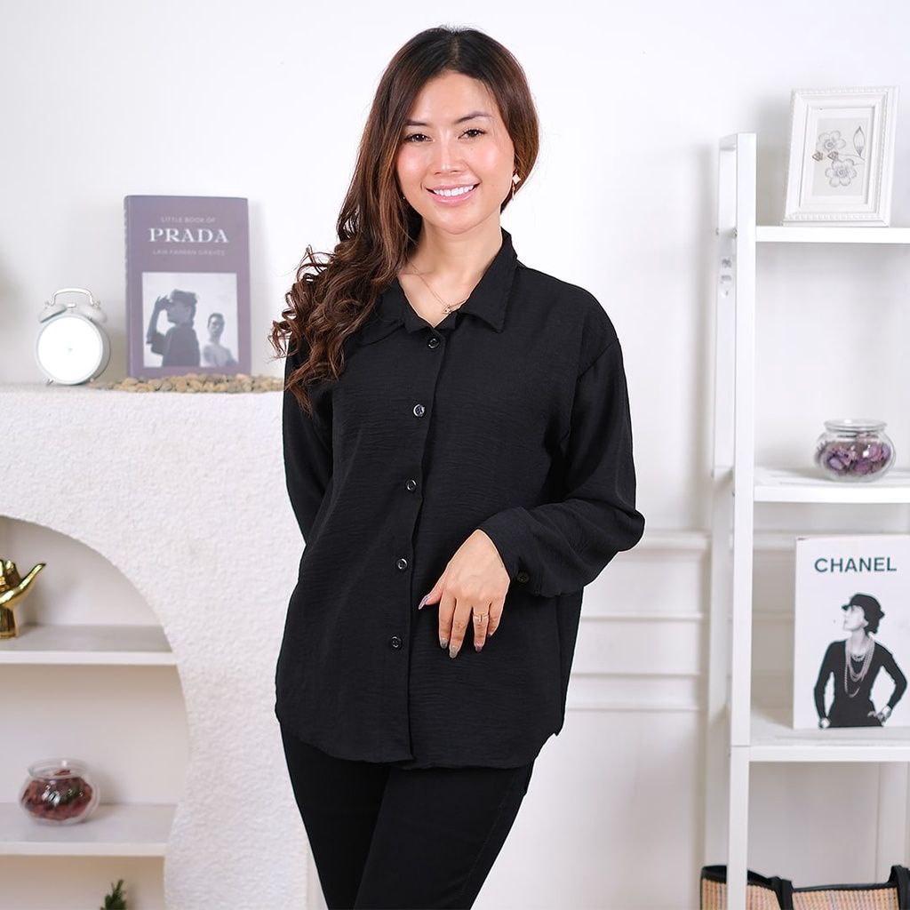 KEMEJA POLOS BAHAN CRINKLE AIRFLOW/KEMEJA CASUAL WANITA POLOS