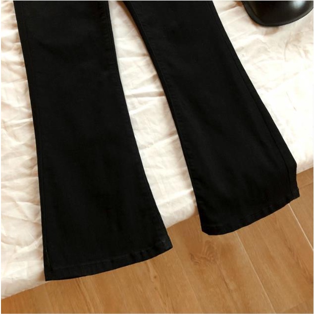 Highwaist Hitam Straight Celana Jeans Panjang Wanita / Korean Fashion Kasual Celana Cutbray Wanita