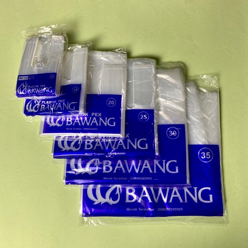 (ECER) Kresek Bening PE PEX Uk 10 15 20 25 30 35 BAWANG / Tas Kantong Plastik Bening PE PEX 10 15 20 25 30 35 merk BAWANG / Kantong Kresek Bening 10x30 15x33 20x40 25x48 30x58 35x63