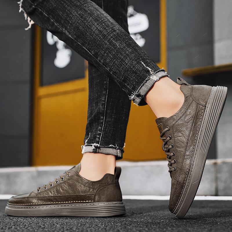 RYX - Leather Brown Sepatu Sneakers Pria Fashion Casual / Jalan (NO BOX) - Ori Import