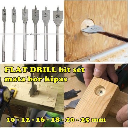 Mata Bor Kayu Kipas Set 6pcs BELTER Mata Bor Pelubang Kayu Flat Wood Drill Bits Set